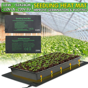 Seedling Heat Mat Plant Seed Germination Propagation Clone Starter Warm Pad Mat Vegetable Flowers Garden Tool Supplies 24x52cm