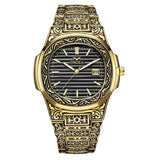 ONOLA Vintage golden business watch man 2019 fashion cusual quartz wrist watch day date gold luxury classic designer man watch